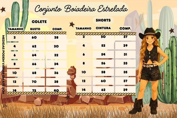 Conjunto Blogueirinha Boiadeira Estrelada Dourado - Estilo Delicado para o Dia a Dia | Bebeloo Kids