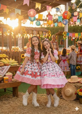 Vestido Junino Tematico Luxo Minnie + Saiote - Leveza e Elegância para Meninas | Bebeloo Kids