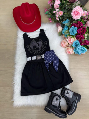 Vestido Blogueirinha Boiadeira do Sertão Preto - Leveza e Elegância para Meninas | Bebeloo Kids