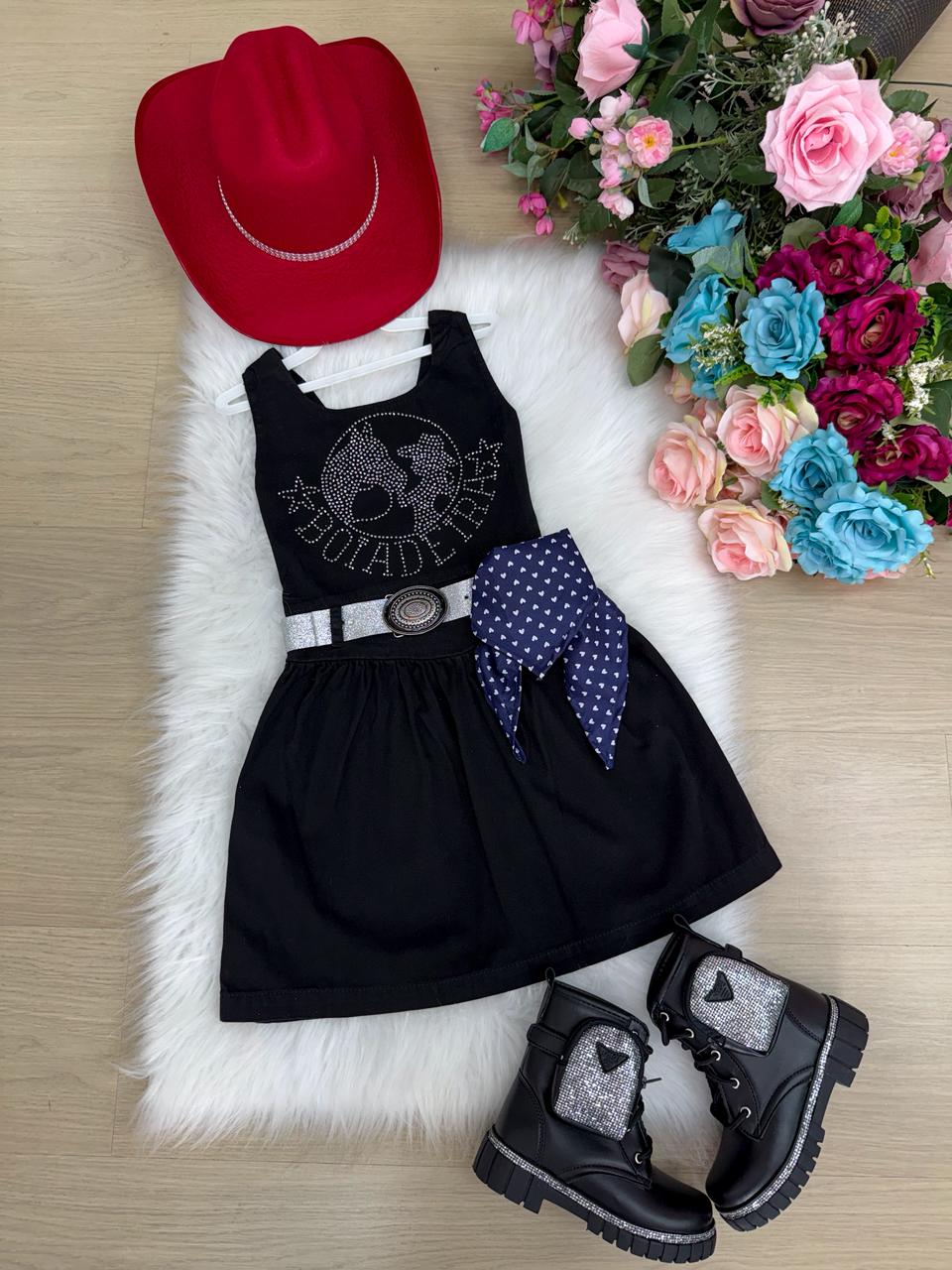 Vestido Blogueirinha Boiadeira do Sertão Preto - Leveza e Elegância para Meninas | Bebeloo Kids