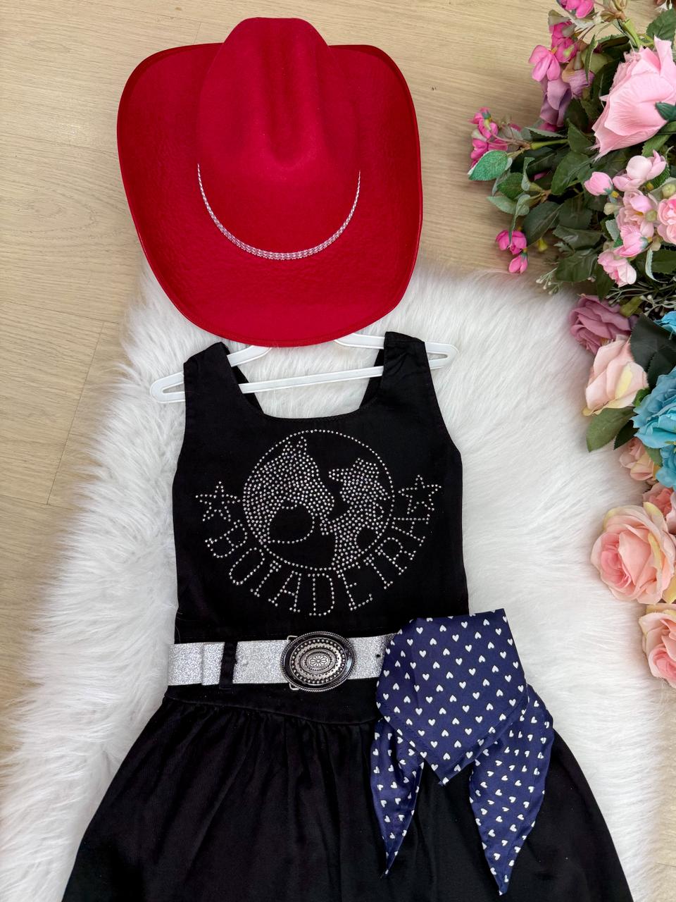 Vestido Blogueirinha Boiadeira do Sertão Preto - Leveza e Elegância para Meninas | Bebeloo Kids