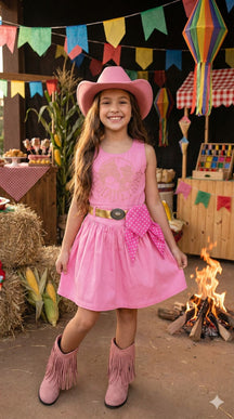 Vestido Blogueirinha Boiadeira do Sertão Rosa - Leveza e Elegância para Meninas | Bebeloo Kids