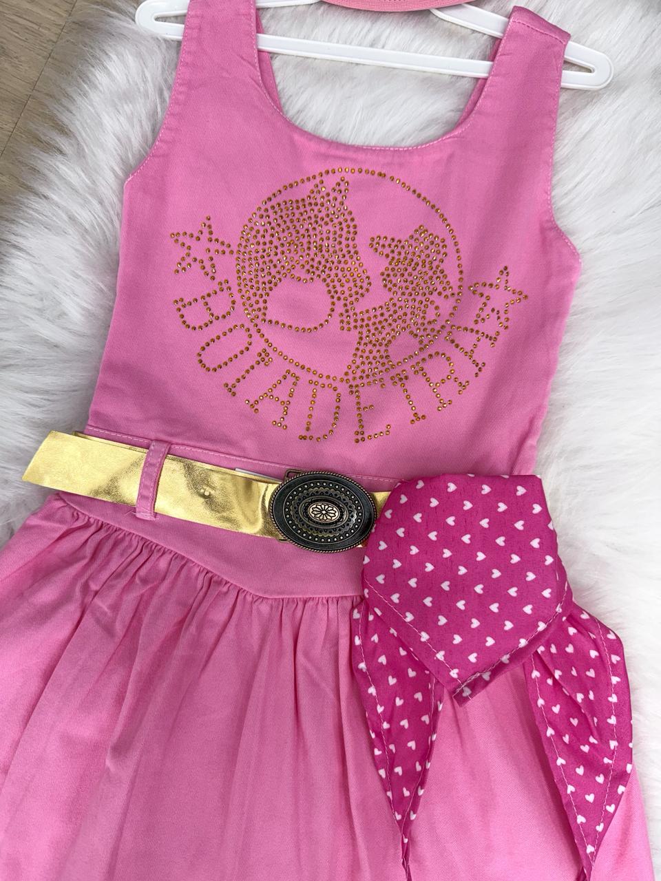 Vestido Blogueirinha Boiadeira do Sertão Rosa - Leveza e Elegância para Meninas | Bebeloo Kids