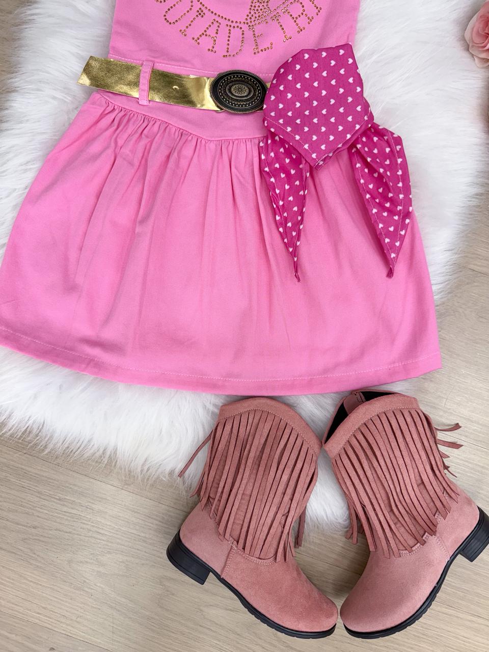 Vestido Blogueirinha Boiadeira do Sertão Rosa - Leveza e Elegância para Meninas | Bebeloo Kids