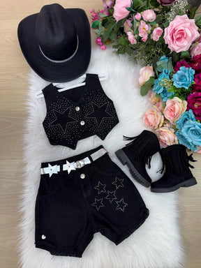 Conjunto Blogueirinha Boiadeira Estrelada - Estilo Delicado para o Dia a Dia | Bebeloo Kids