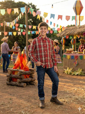Camisa Xadrez Junina Juarez - Elegância e Conforto para os Pequenos | Bebeloo Kids