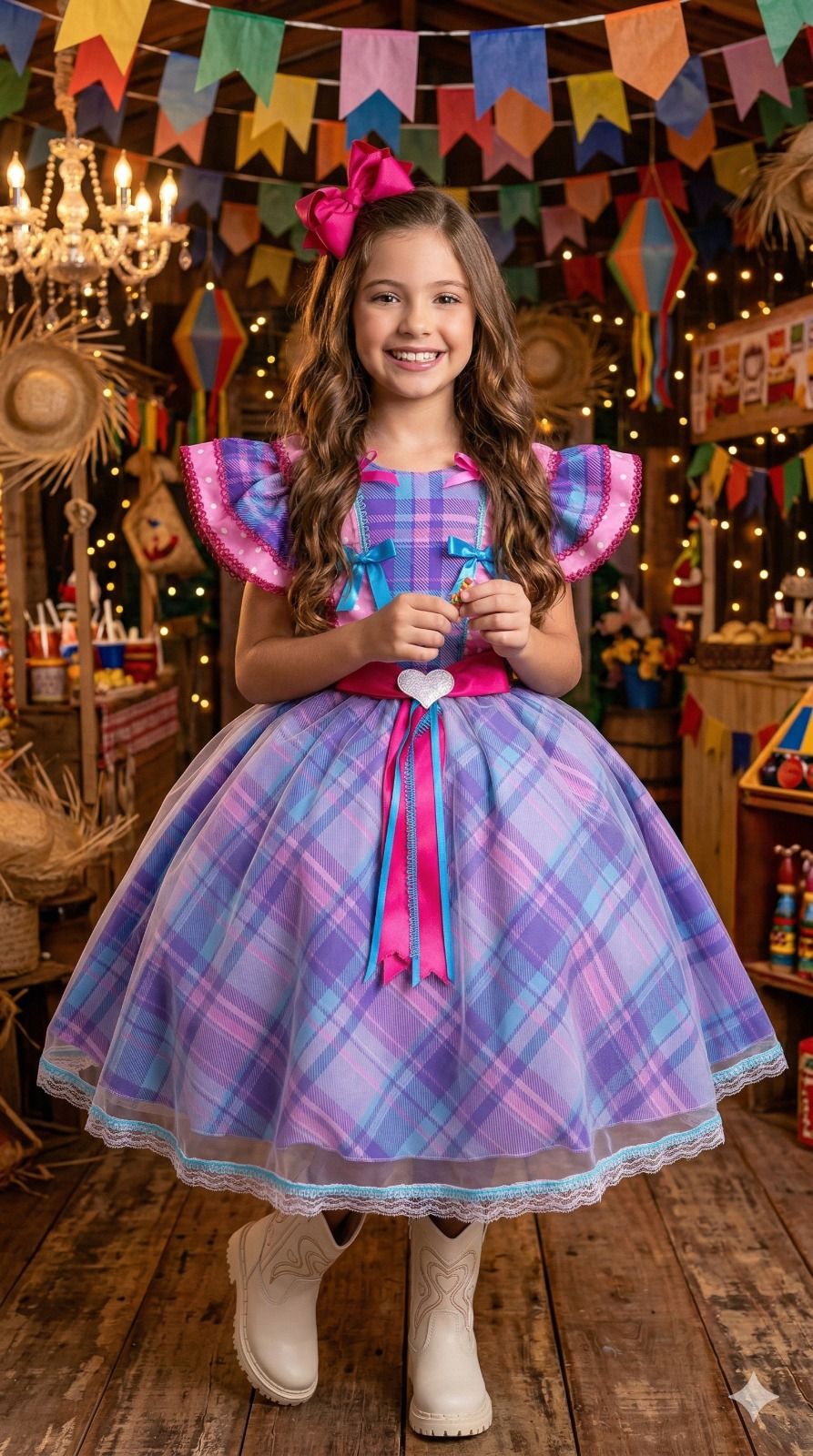 Vestido Marie Junino Quermesse do Interior Lilas - Leveza e Elegância para Meninas | Bebeloo Kids