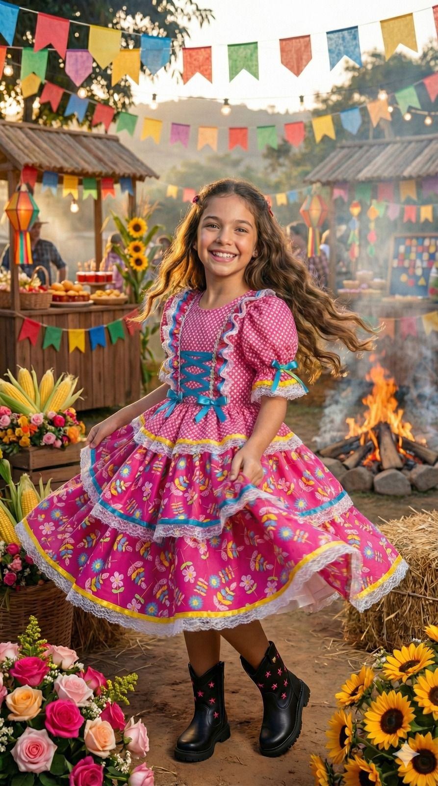 Vestido Bella Child Junino Quermesse Chique Pink - Leveza e Elegância para Meninas | Bebeloo Kids