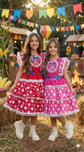 Vestido Bella Child Junino Quermesse do Coração - Leveza e Elegância para Meninas | Bebeloo Kids