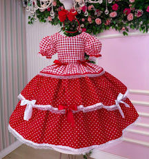 Vestido Junino Mimadine Luxo Stefanny Vermelho - Leveza e Elegância para Meninas | Bebeloo Kids