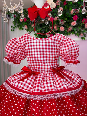 Vestido Junino Mimadine Luxo Stefanny Vermelho - Leveza e Elegância para Meninas | Bebeloo Kids