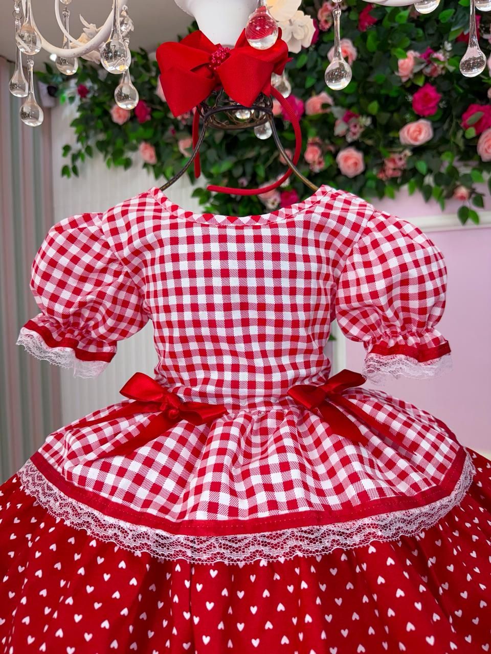 Vestido Junino Mimadine Luxo Stefanny Vermelho - Leveza e Elegância para Meninas | Bebeloo Kids