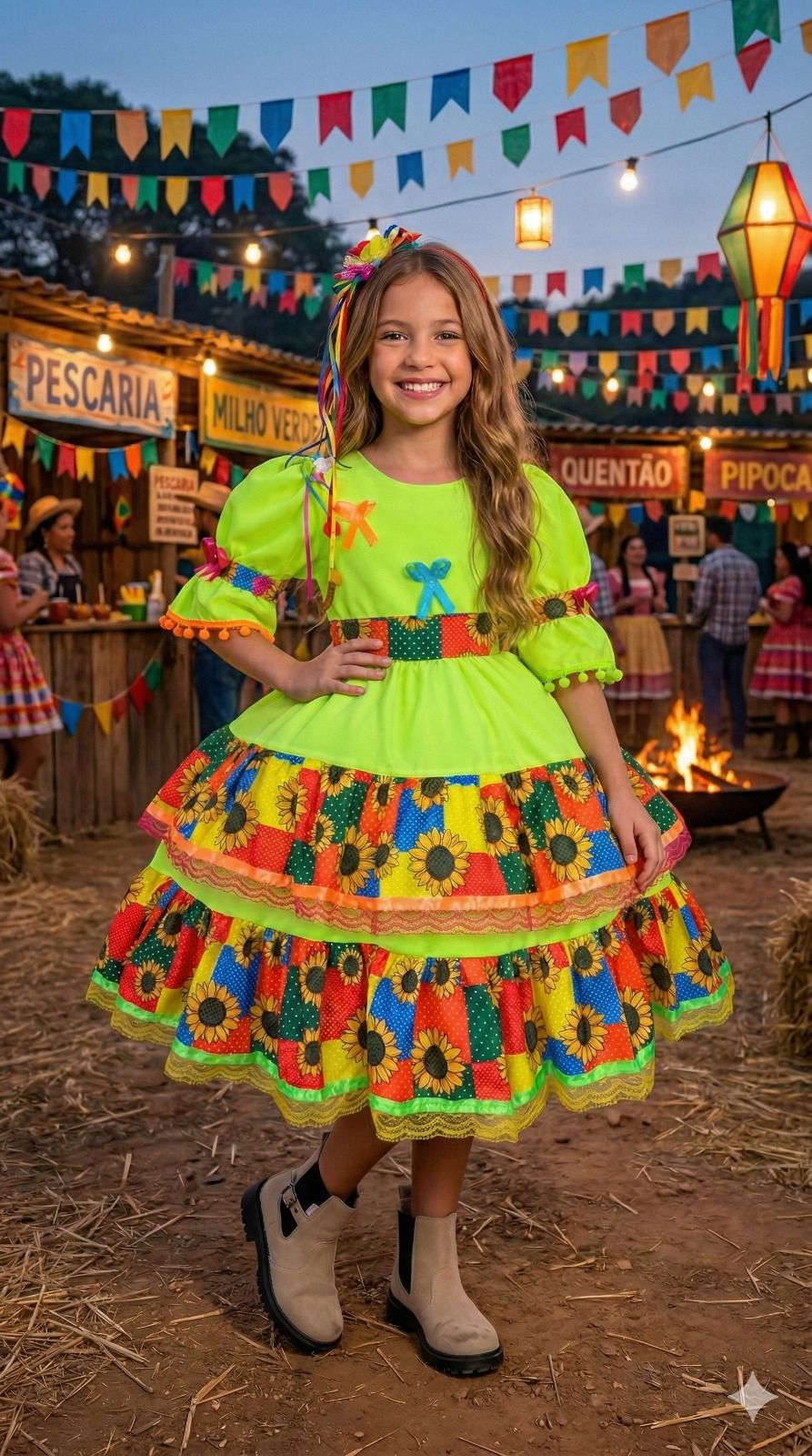 Vestido Junino Banana Club Luxo Roça Animada - Leveza e Elegância para Meninas | Bebeloo Kids