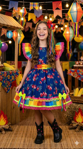 Vestido Junino Banana Club Luxo Forro Kids - Leveza e Elegância para Meninas | Bebeloo Kids