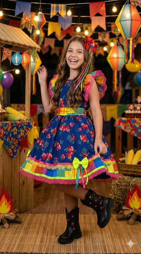 Vestido Junino Banana Club Luxo Forro Kids - Leveza e Elegância para Meninas | Bebeloo Kids