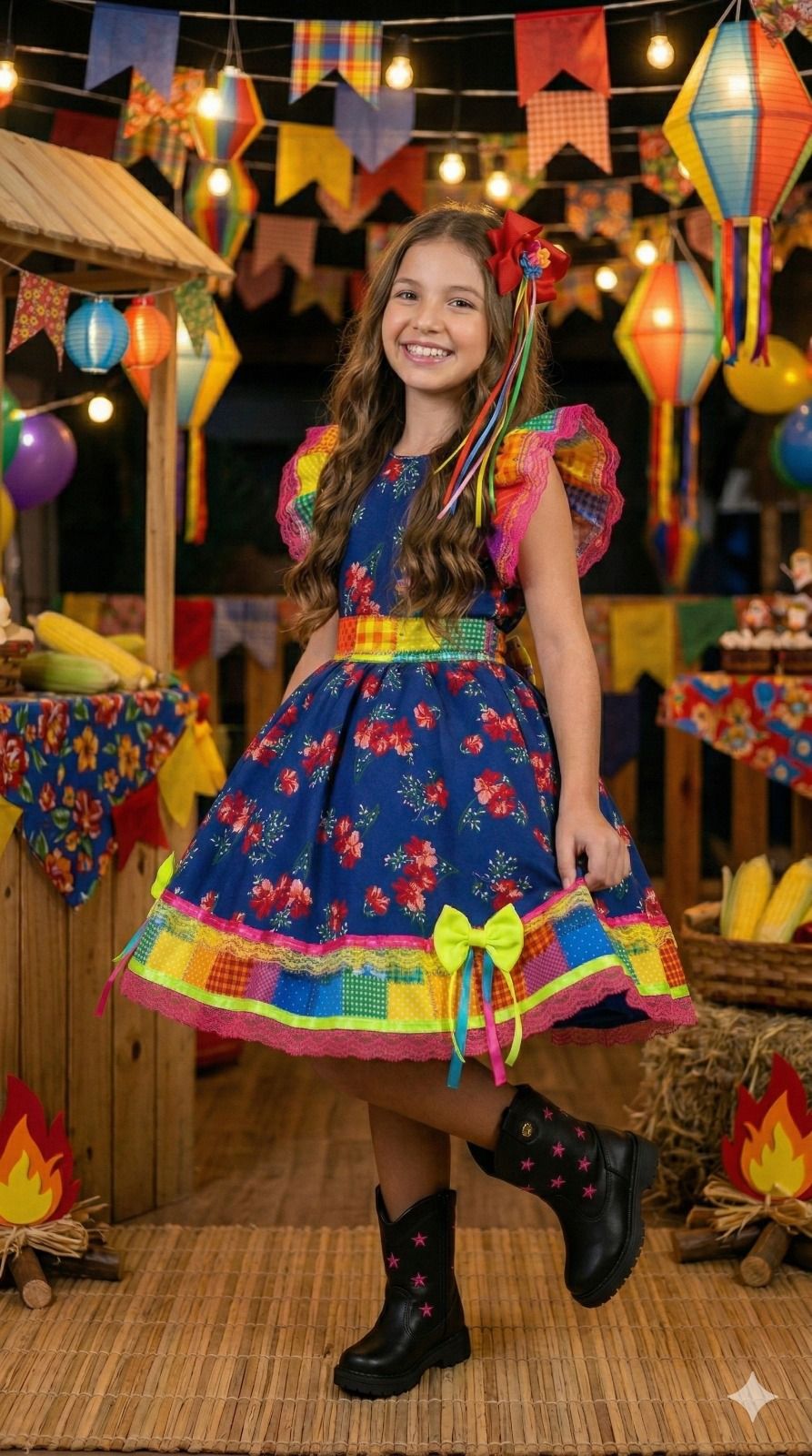 Vestido Junino Banana Club Luxo Forro Kids - Leveza e Elegância para Meninas | Bebeloo Kids