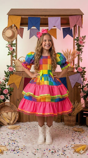 Vestido Junino Banana Club Luxo Rubia - Leveza e Elegância para Meninas | Bebeloo Kids