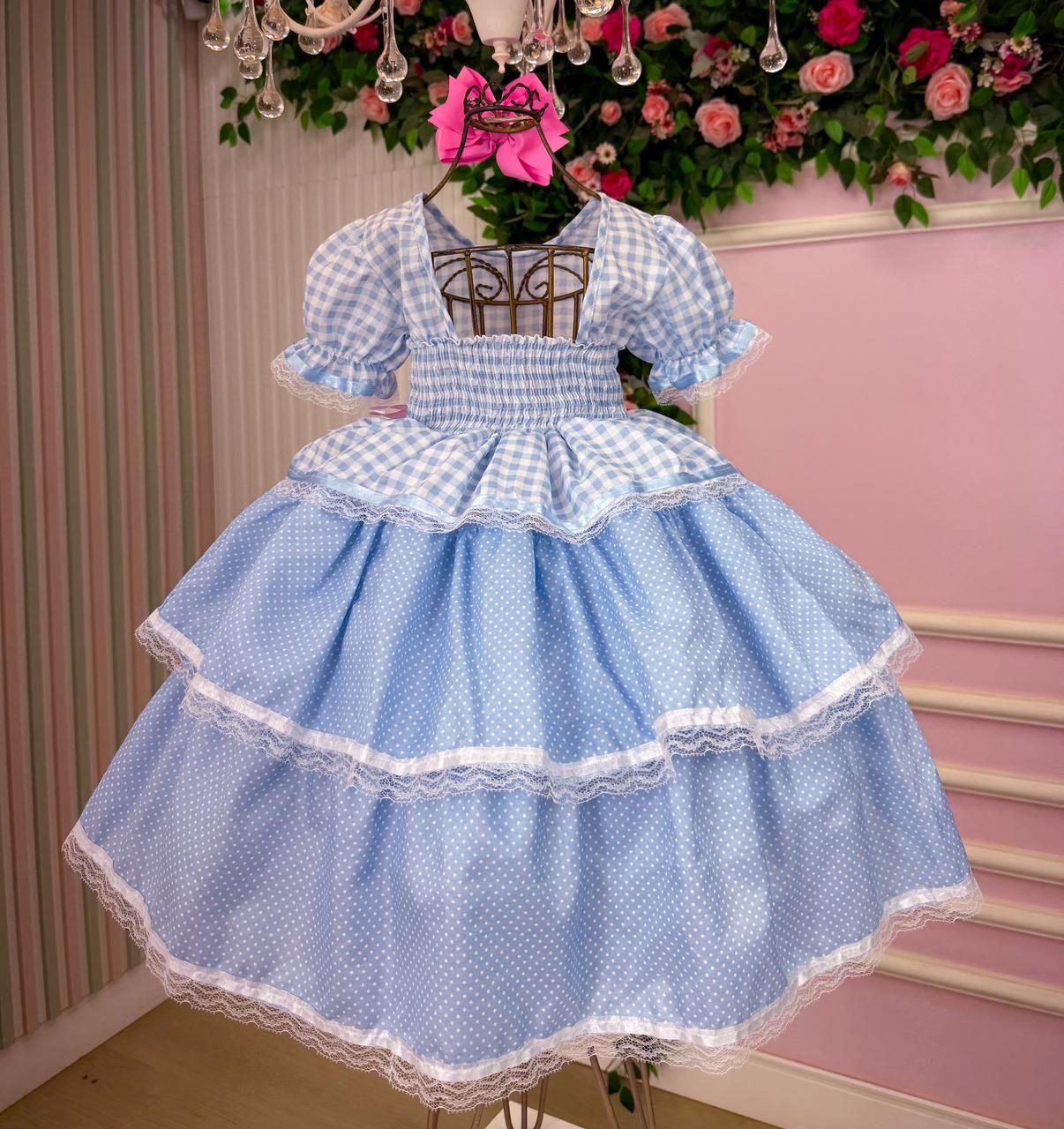 Vestido Junino Mimadine Luxo Stefanny Azul Bebe - Leveza e Elegância para Meninas | Bebeloo Kids