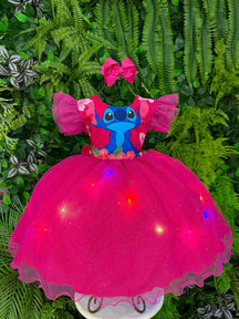 Vestido Tematicos Ysa Kids Lilo Stitch com Led + Saiote - Leveza e Elegância para Meninas | Bebeloo Kids