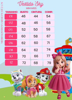 Vestido Mini Miss Temático Patrulha Canina - Sky - Leveza e Elegância para Meninas | Bebeloo Kids