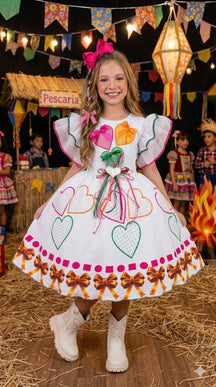 Vestido Marie Junino Luxo Noivinha/Noiva dos Corações - Leveza e Elegância para Meninas | Bebeloo Kids