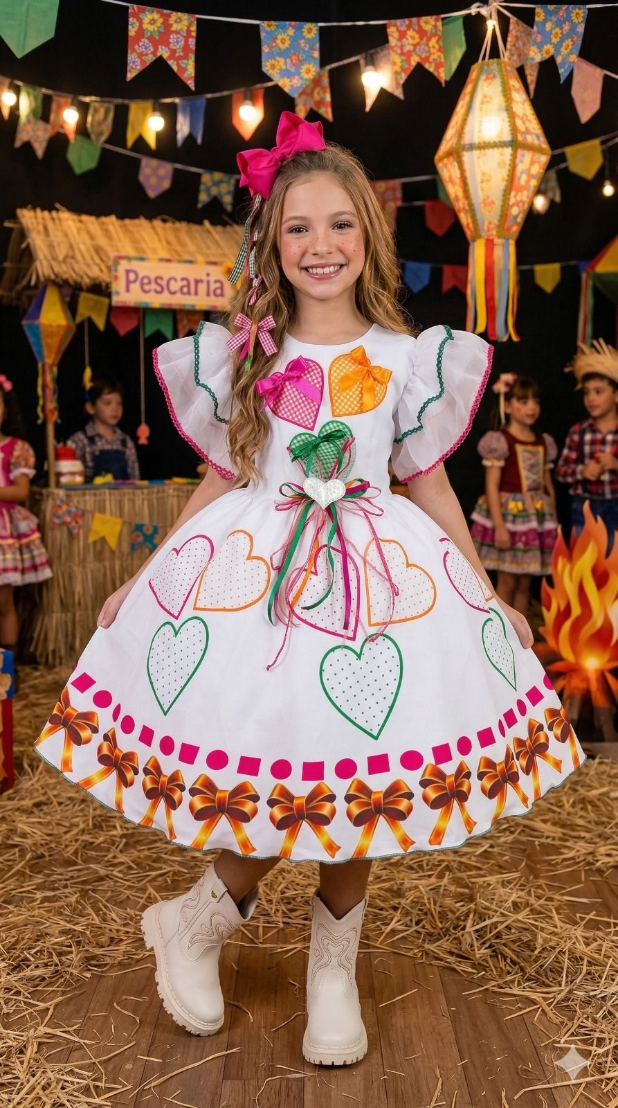 Vestido Marie Junino Luxo Noivinha/Noiva dos Corações - Leveza e Elegância para Meninas | Bebeloo Kids