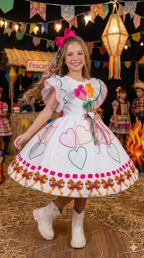 Vestido Marie Junino Luxo Noivinha/Noiva dos Corações - Leveza e Elegância para Meninas | Bebeloo Kids