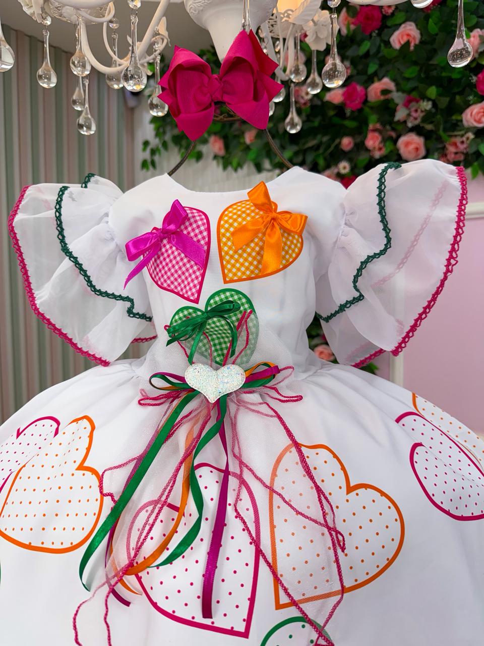 Vestido Marie Junino Luxo Noivinha/Noiva dos Corações - Leveza e Elegância para Meninas | Bebeloo Kids
