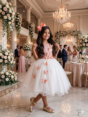 Vestido Juvenil - Midi Vila Lele Sabrina Pessego e Off - Leveza e Elegância para Meninas | Bebeloo Kids