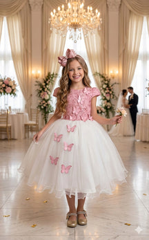 Vestido Juvenil - Midi Vila Lele Sabrina Rose e Off - Leveza e Elegância para Meninas | Bebeloo Kids