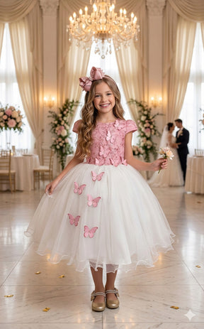 Vestido Juvenil - Midi Vila Lele Sabrina Rose e Off - Leveza e Elegância para Meninas | Bebeloo Kids