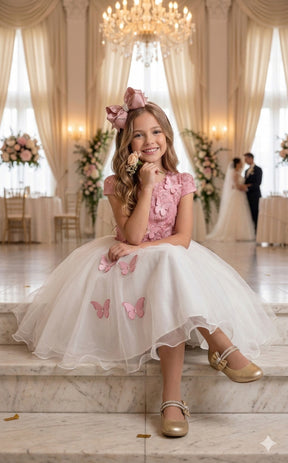 Vestido Juvenil - Midi Vila Lele Sabrina Rose e Off - Leveza e Elegância para Meninas | Bebeloo Kids