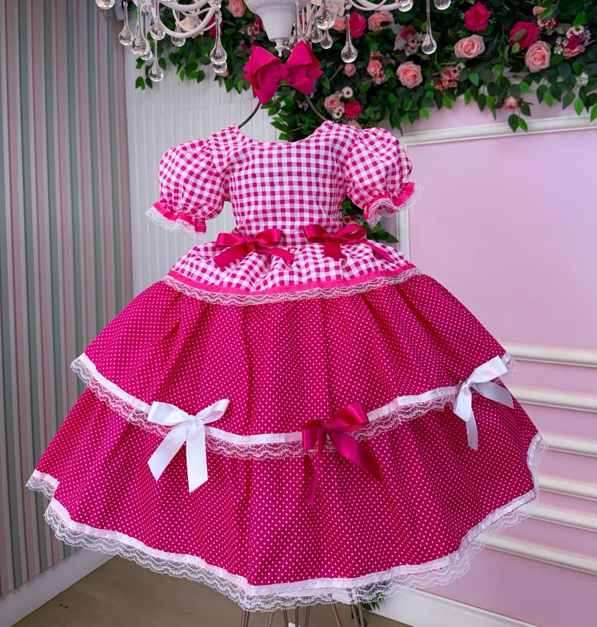 Vestido Junino Mimadine Luxo Stefanny Pink - Leveza e Elegância para Meninas | Bebeloo Kids