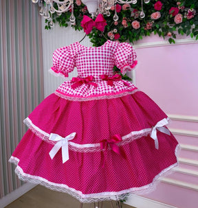 Vestido Junino Mimadine Luxo Stefanny Pink - Leveza e Elegância para Meninas | Bebeloo Kids