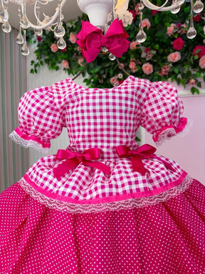 Vestido Junino Mimadine Luxo Stefanny Pink - Leveza e Elegância para Meninas | Bebeloo Kids
