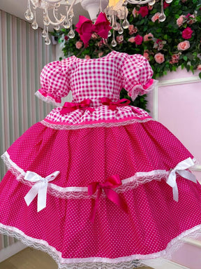 Vestido Junino Mimadine Luxo Stefanny Pink - Leveza e Elegância para Meninas | Bebeloo Kids