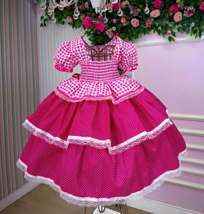Vestido Junino Mimadine Luxo Stefanny Pink - Leveza e Elegância para Meninas | Bebeloo Kids