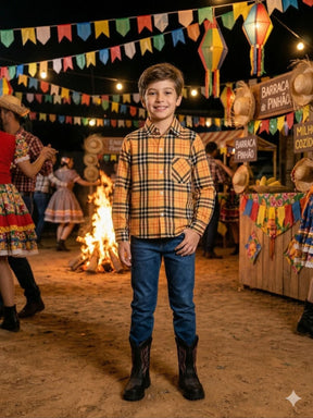 Camisa Junino Banana Club Luxo Encanto Caipira - Elegância e Conforto para os Pequenos | Bebeloo Kids