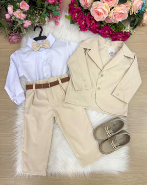 Conjunto Social Miss Cherry Jorge Terno Palha - Estilo Delicado para o Dia a Dia | Bebeloo Kids