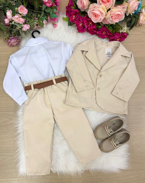 Conjunto Social Miss Cherry Jorge Terno Palha - Estilo Delicado para o Dia a Dia | Bebeloo Kids