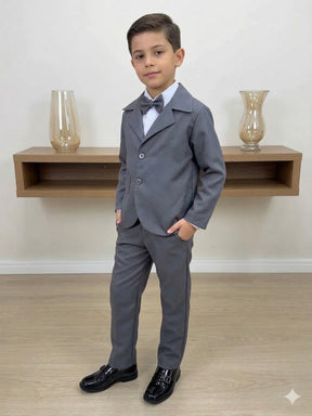 Conjunto Social Miss Cherry Jorge Terno Cinza Grafite - Estilo Delicado para o Dia a Dia | Bebeloo Kids