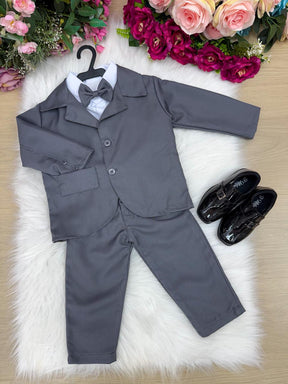 Conjunto Social Miss Cherry Jorge Terno Cinza Grafite - Estilo Delicado para o Dia a Dia | Bebeloo Kids