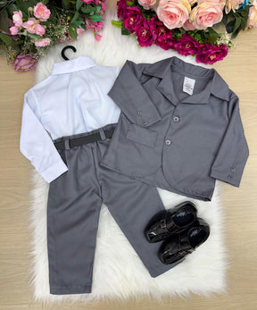 Conjunto Social Miss Cherry Jorge Terno Cinza Grafite - Estilo Delicado para o Dia a Dia | Bebeloo Kids