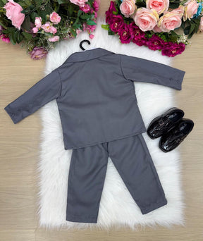 Conjunto Social Miss Cherry Jorge Terno Cinza Grafite - Estilo Delicado para o Dia a Dia | Bebeloo Kids