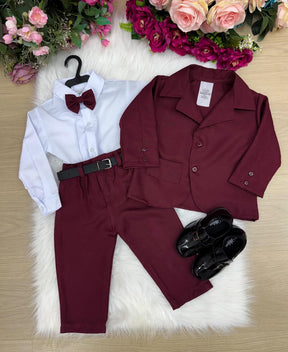 Conjunto Social Miss Cherry Jorge Terno Marsala - Estilo Delicado para o Dia a Dia | Bebeloo Kids