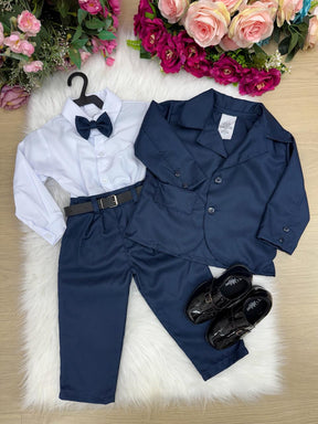 Conjunto Social Miss Cherry Jorge Terno Azul Marinho - Estilo Delicado para o Dia a Dia | Bebeloo Kids