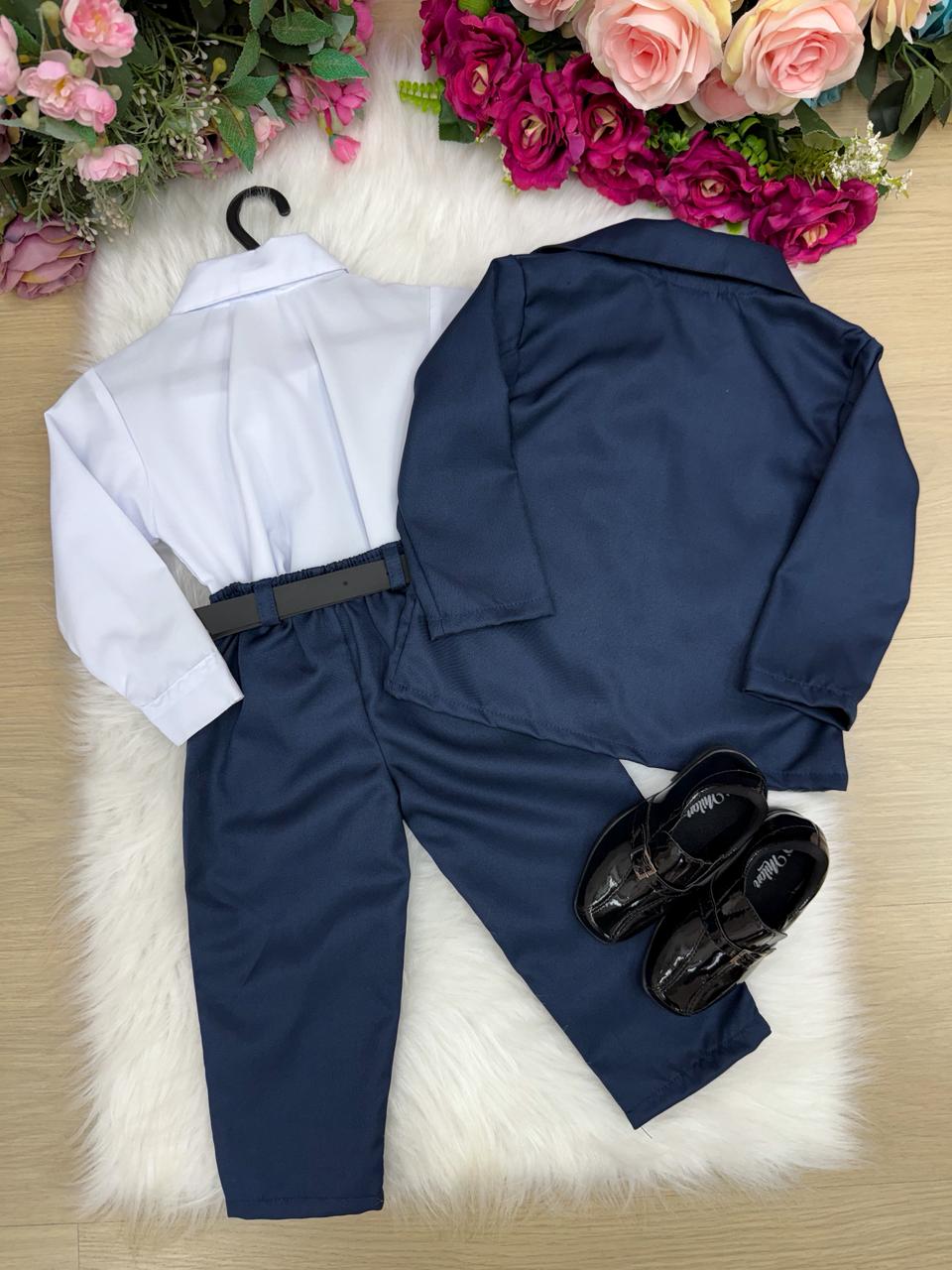 Conjunto Social Miss Cherry Jorge Terno Azul Marinho - Estilo Delicado para o Dia a Dia | Bebeloo Kids