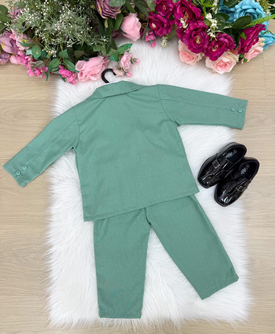 Conjunto Social Miss Cherry Terno Pedro Verde - Estilo Delicado para o Dia a Dia | Bebeloo Kids