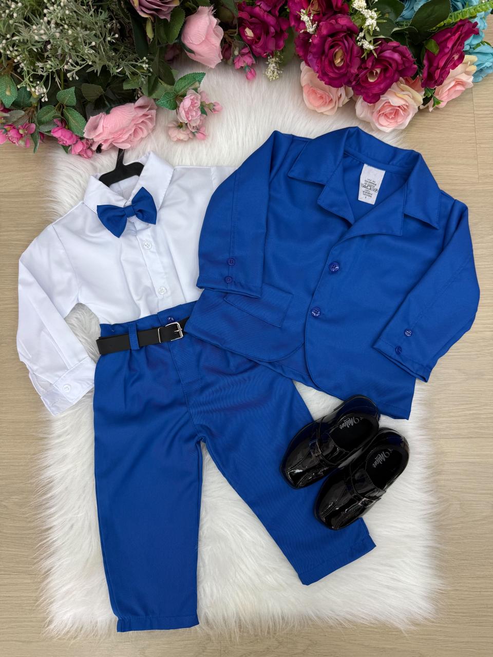 Conjunto Social Miss Cherry Jorge Terno Azul Royal - Estilo Delicado para o Dia a Dia | Bebeloo Kids