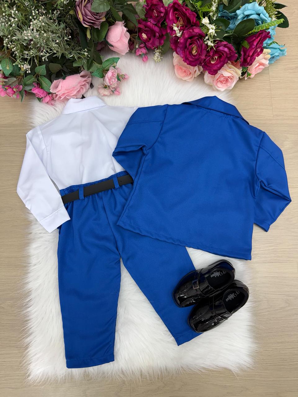Conjunto Social Miss Cherry Jorge Terno Azul Royal - Estilo Delicado para o Dia a Dia | Bebeloo Kids